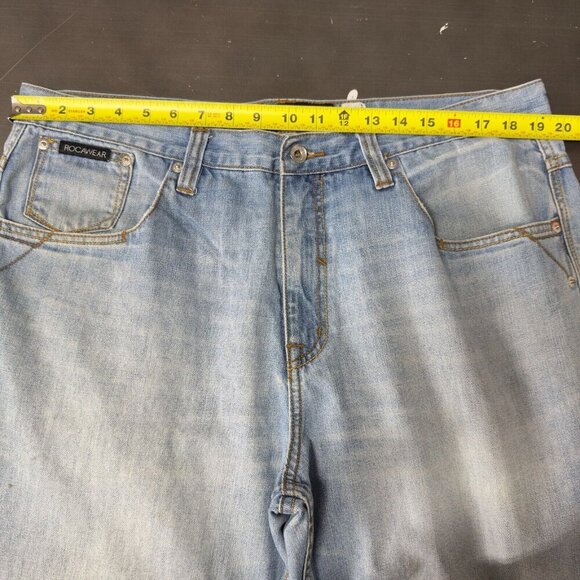 Vintage ROCAWEAR Mens Baggy Original Fit Jeans 38x34 Faded Wash Blue Denim 03877 - Picture 13 of 13